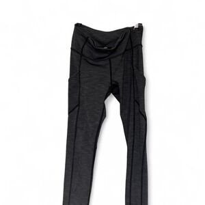 Lululemon Align High Rise 7/8 Leggings Charcoal Heathered Black Pockets Size 4